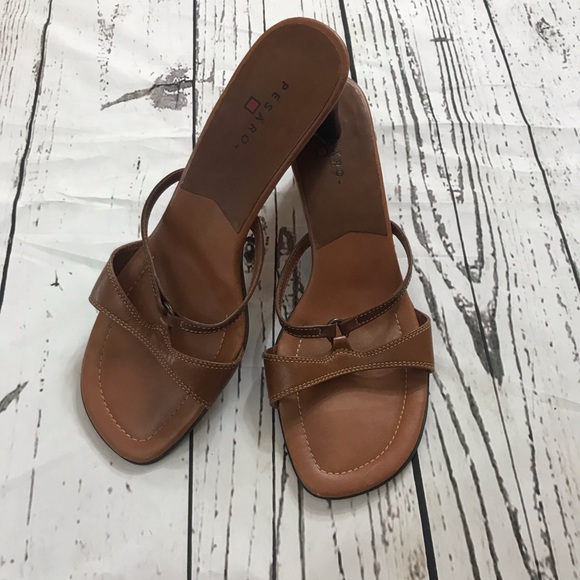 Pesaro Brown Leather Slip-On Sandals 2 - Picture 11 of 16